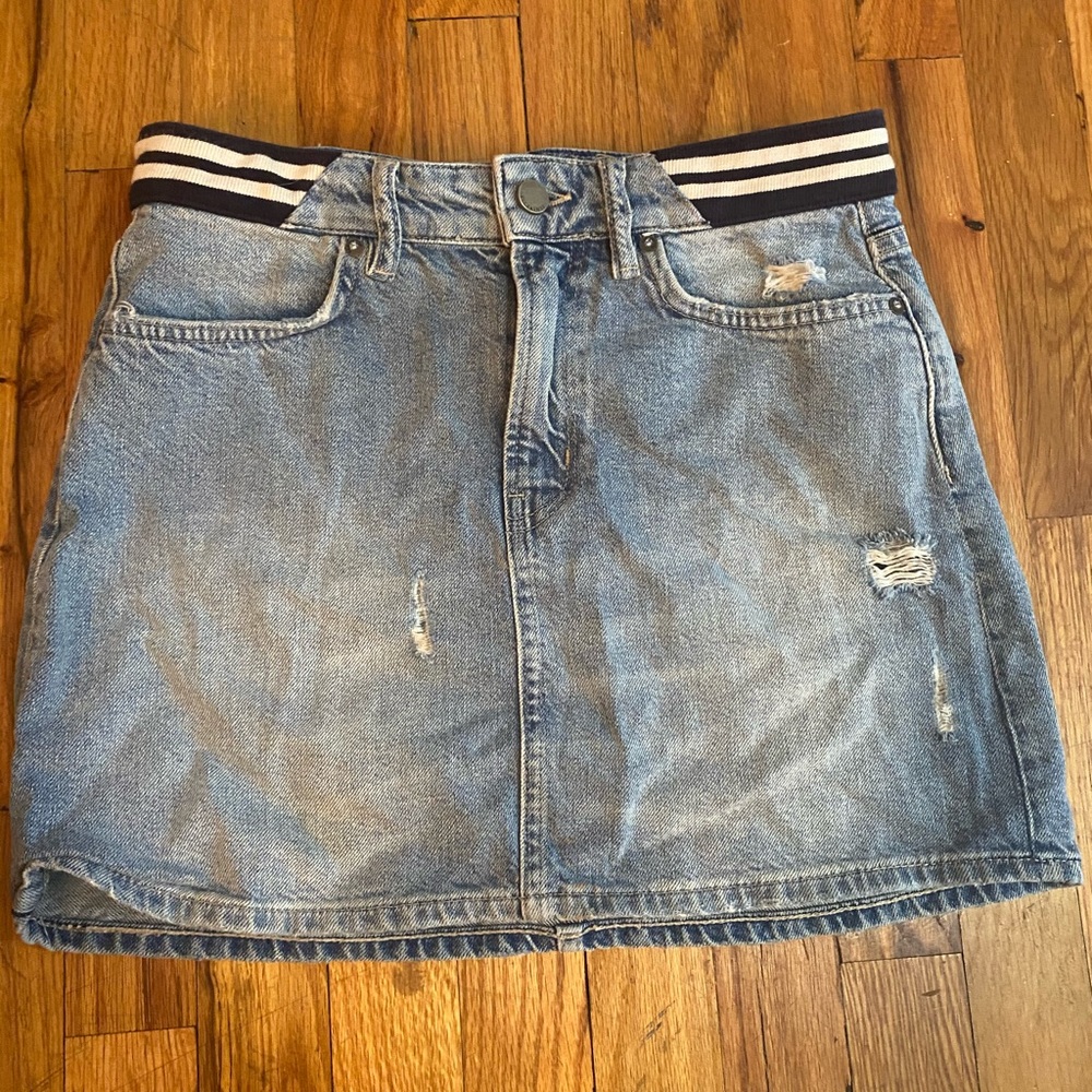 All Saints Denim Skirt with Athletic Band